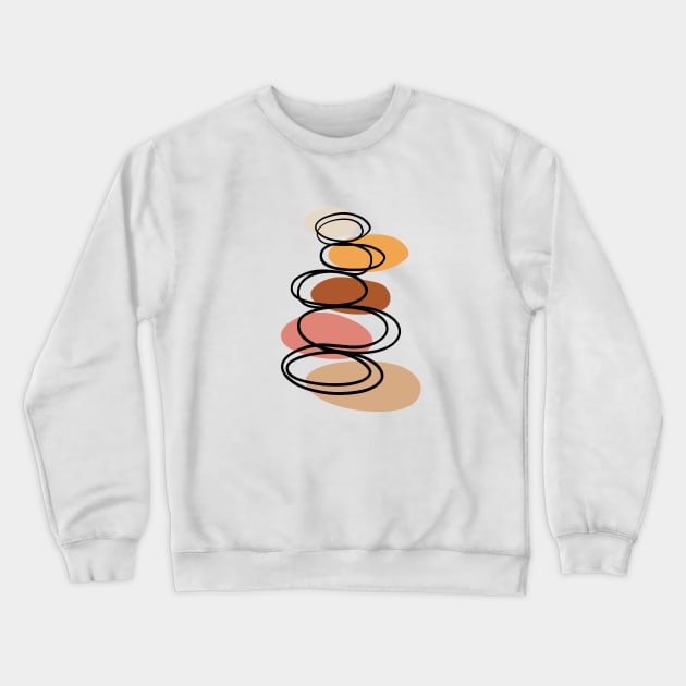 Modern minimalist balancing stones in earth tones illustration on calming green background Crewneck Sweatshirt by Ieva Li ART